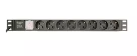 Gembird EG-PDU-014-C14 maitinimo skirstytuvas, 8 lizdai, C14 įvadas, 3 m laidas, 1U, 3680 W, 10 A, aliuminis, juoda