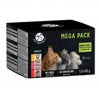 Šlapio maisto paketėliai katėms PetRepublic 12x100 g – vištiena, lašiša, veršiena