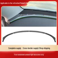 Tesla Model Y/YL/YS Front Windshield Ambient Light Decorative Strip Set (4-Piece) Ambient Light Trim - Gloss Black - 2025-2026 gray