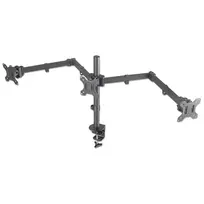 Manhattan Triple laikiklis televizoriams ir monitoriams, ekranams nuo 10 inch iki 27 inch, spaustuvinis tvirtinimas, VESA 75x75 ir 100x100 mm, juodas