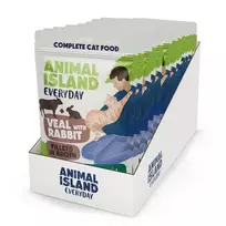 ANIMAL ISLAND veršiena su triušio filė sultinyje - šlapias kačių maistas - 12x85g