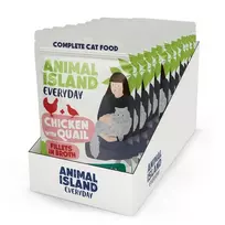ANIMAL ISLAND Vištiena su putpelių filė sultinyje - šlapias kačių maistas - 12x85g