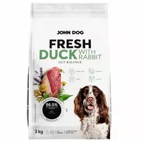 John Dog Adult Fresh Duck with Rabbit sausas ėdalas šunims 3 kg