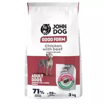 Sausas šunų ėdalas John Dog GOOD FORM Vištiena ir Jautiena, 3 kg