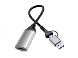 USB į HDMI adapteris EQUIP 133498 (USB-C ir USB-A jungtys, 1080p, aliuminio korpusas, pilka spalva)