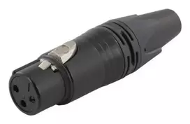 Moterinis XLR 3 polių laidų jungtis EQUIP, juoda, 30,5 g, 19,2×19,2 mm
