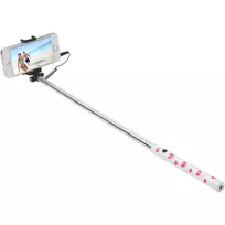 Ultron Selfie Hot Shot White – 15–45 cm Selfie lazdelė su nuotolinio fotografavimo mygtuku – tinka Samsung Galaxy, iPhone ir kitiems išmaniesiems telefonams (173950)