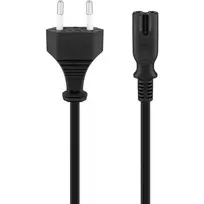 Wentronic Goobay Euro Anschlusskabel, 3 m, Schwarz - Eurostecker (Typ C, CEE 7/16) > Gerätebuchse C7 (95038)