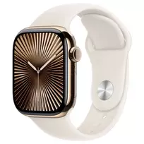 Apple Watch Series 10 GPS + Cellular 42mm Auksinis Titanio Korpusas su Šviesiai Smėlio Spalvos Sportiniu Dirželiu - S/M (MX063QF/A)