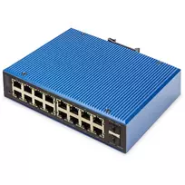 DIGITUS DN-651158 Pramoninis L2 valdomas Gigabit Ethernet jungiklis 16x RJ-45 + 2x SFP, 12–48 V nuolatinė srovė, 8000 MAC