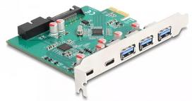 DeLOCK PCI Express x1 USB 3.2 Gen 1 plokštė su 3x USB-A, 2x USB-C ir 1x vidiniu 19 kontaktų lizdu
