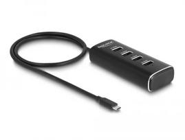 DeLOCK 4 prievadų USB centras 10Gbps Type-C 60 cm kabelis su jungikliais