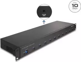 DeLOCK 64240 19 colių pramoninis USB šakotuvas, 10 x USB-A, 10Gbps