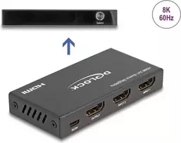 DeLOCK HDMI jungiklis 2 x HDMI įėjimas į 1 x HDMI išėjimas 8K 60 Hz juodas