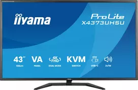 IIYAMA ProLite X4373UHSU-B2 43 colių LED 4K Ultra HD monitorius, 3840×2160, VA skydelis, 3 ms, 450 cd/m², USB 3.2 šakotuvas, garsiakalbiai, VESA, juodas