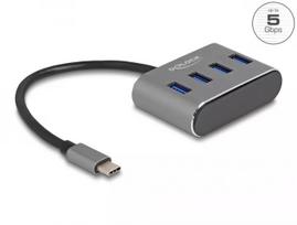 DeLOCK 63223 USB 3.2 Gen 1 Type-C šakotuvas 5000Mbit/s juodas