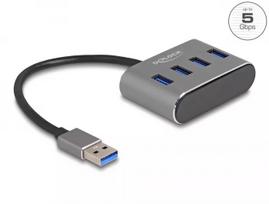 DeLOCK 63190 USB 3.2 Gen 1 šakotuvas 4× USB-A, 5000Mbit/s, juodas