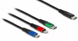 DeLOCK USB įkrovimo laidas 3 in 1 Type-A į 2 x Lightning USB Type-C 30 cm
