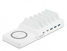 Įkrovimo stotelė DeLOCK USB ir belaidžiu būdu 2 x USB Type-C PD + 3 x USB Type-A, 110 W