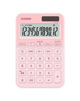 Stalinis skaičiuotuvas CASIO MS-20YC — 12 skaitmenų, mokesčių ir pelno funkcijos, baterija/saulė, šviesiai rožinis