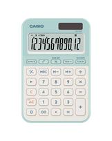 Stalinis skaičiuotuvas CASIO MS-20YC – 12 skaitmenų, baterija/saulė, mokesčių ir pelno funkcijos, šviesiai žalias
