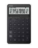 Stalinis skaičiuotuvas CASIO JW-200DQ – pagrindinis, 12 skaitmenų, mokesčių ir pelno funkcijos, baterija/saulė, juodas