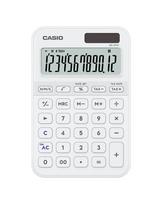 Stalinis skaičiuotuvas CASIO MS-20YC — 12 skaitmenų, baterija/saulė, mokesčių ir pelno funkcijos, balta