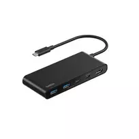 Belkin Connect USB-C centras, HDMI, USB 2.0 Type-A, USB 3.2 Gen 1 Type-C, MicroSD, SD, juodas, apvalus kabelis, 0,2 m