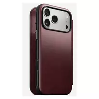 Dėklas telefonui Nomad Modern Leather Folio, skirtas iPhone 17 Pro Max — odinis, TPU, PC, aliuminis, bordo spalvos, 16 cm (6,3 colio)