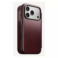 Dėklas mobiliesiems telefonams Nomad Modern Leather Folio, skirtas Apple iPhone 17 Pro, 6,3 colio (16 cm), odinis, bordo spalvos