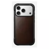 Mobilaus telefono dėklas Nomad Rugged Leather Case, skirtas iPhone 17 Pro, 6,3 colio (16 cm), ruda spalva, oda/TPU/aliuminis