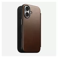 Nomad NM014209858 odinis dėklas su atvartu Apple iPhone 17, 16 cm (6,3 colio), rudas, 4 kortelių kišenės