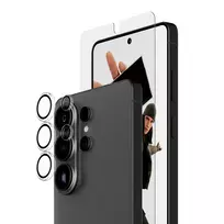 Apsauginių plėvelių rinkinys PanzerGlass Hoops 2-in-1, skirtas Samsung Galaxy S26 Ultra – grūdintas stiklas + PET, permatomas, itin platus dengimas
