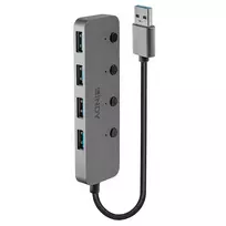 Lindy 4 prievadų USB 3.0 šakotuvas su įjungimo/išjungimo mygtukais
