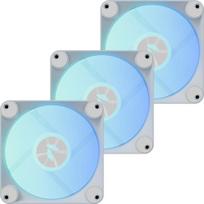 APNX FP1-R 120 mm korpuso ventiliatorius 3 vnt. komplektas, atvirkštinis oro srautas, baltas