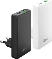 Goobay USB-C PD GaN dvigubas greitas įkroviklis 90° Flat 65 W juodas - 1 jungtis (75723)
