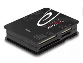 Kortelių skaitytuvas DeLOCK 91007 USB 2.0 Juodas CF MMC MS MicroSD xD
