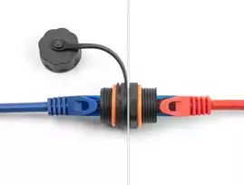 DeLOCK 88145 RJ45 į RJ45 Cat.6A juodas tinklo jungiklis su IP68 apsauga