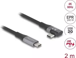 USB-C laidas DeLOCK 81132 2m, juodas, 20Gbit/s