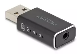 DeLOCK lyties keitiklis USB 2.0 Type-A į 3.5 mm 4 kontaktų juodas 68001