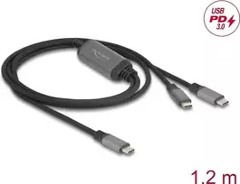 USB laidas DeLOCK 81271 1,2 m USB C į 2 x USB C juodai pilkas