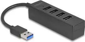USB šakotuvas DELOCK 64350 – 4 prievadai USB 3.2 Gen 1 (Type-A), 5000Mbit/s, 5 V/0,9 A, ABS, juodas