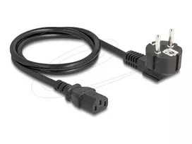 Maitinimo laidas DELOCK CEE 7/7 (E+F) į IEC C13 90° kampu, 1 m, H05VV-F 3x1,00 mm², juodas