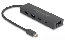 USB šakotuvas DeLOCK 10Gbps su 2.5 Gigabit LAN ir PD 85 W
