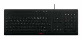 Vielinė pilno dydžio klaviatūra CHERRY STREAM PROTECT AZERTY 115 klavišų žirkliniai jungikliai 1,8 m laidas juoda