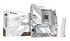 GIGABYTE Motininė plokštė X870M AORUS ELITE WIFI7 ICE — Micro ATX, AMD X870, lizdas AM5, DDR5 iki 8200 Hz (O.C), 14+2+2 VRM, PCIe 5.0, Wi‑Fi 7, 2.5GbE, USB4