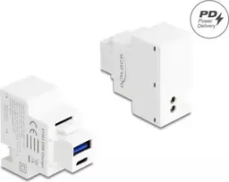 DELOCK Keystone modulis su USB Type-A ir USB Type-C įkrovimo lizdu PD 20 W baltas