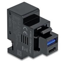 DELOCK Keystone modulis 41482 su USB-C ir USB-A jungtimis, plokščias, juodas