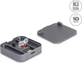 Išorinis magnetinis dėklas DELOCK USB Type-C 10Gbps, skirtas 1 x M.2 NVMe arba SATA SSD (modelis 42032)