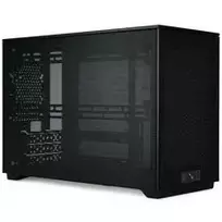 Mini ITX/ATX kompiuterio korpusas ssupd Meshroom D (CS-MRD-BK-1) – kompaktiškas juodas korpusas su tinklelinėmis plokštėmis
